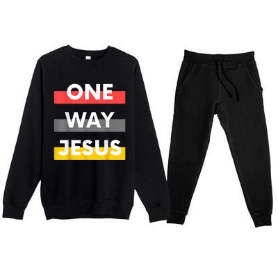 One Way Jesus | Christian Worship Fashion God Pray Bible Premium Crewneck Sweatsuit Set