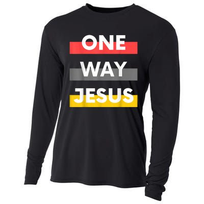 One Way Jesus | Christian Worship Fashion God Pray Bible Cooling Performance Long Sleeve Crew