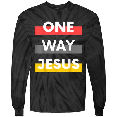 One Way Jesus | Christian Worship Fashion God Pray Bible Tie-Dye Long Sleeve Shirt