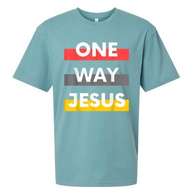 One Way Jesus | Christian Worship Fashion God Pray Bible Sueded Cloud Jersey T-Shirt