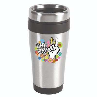 One Way Jesus People Christian Revolution Finger Up Retro 16oz Travel Tumbler