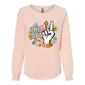 One Way Jesus People Christian Revolution Finger Up Retro Womens California Wash Sweatshirt