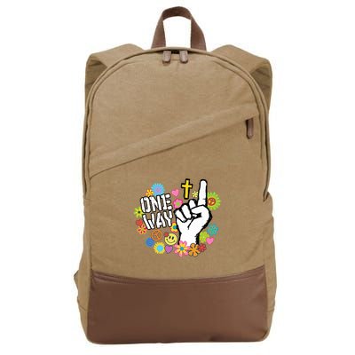 One Way Jesus People Christian Revolution Finger Up Retro Cotton Canvas Backpack