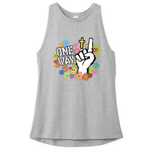 One Way Jesus People Christian Revolution Finger Up Retro Ladies PosiCharge Tri-Blend Wicking Tank