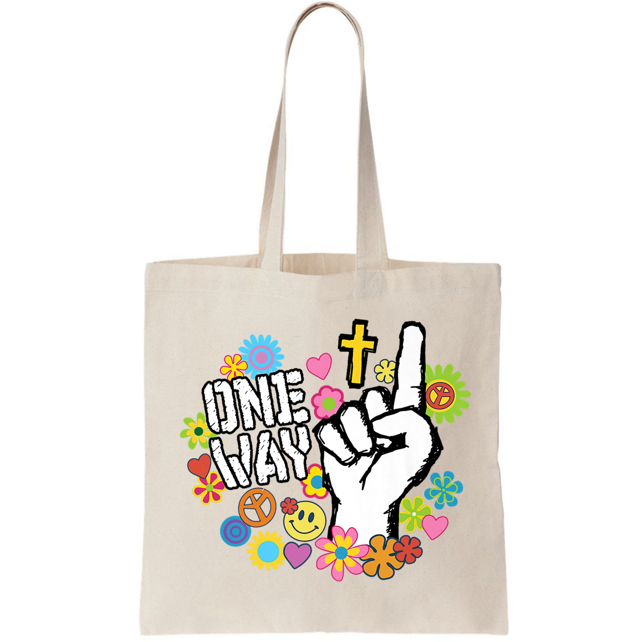 One Way Jesus People Christian Revolution Finger Up Retro Bag