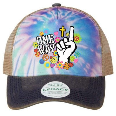 One Way Jesus People Christian Revolution Finger Up Retro Legacy Tie Dye Trucker Hat