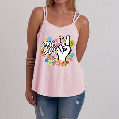 One Way Jesus People Christian Revolution Finger Up Retro Women's Strappy Tank