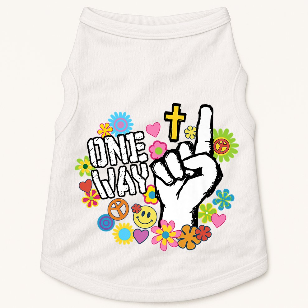 One Way Jesus People Christian Revolution Finger Up Retro Doggie Tank