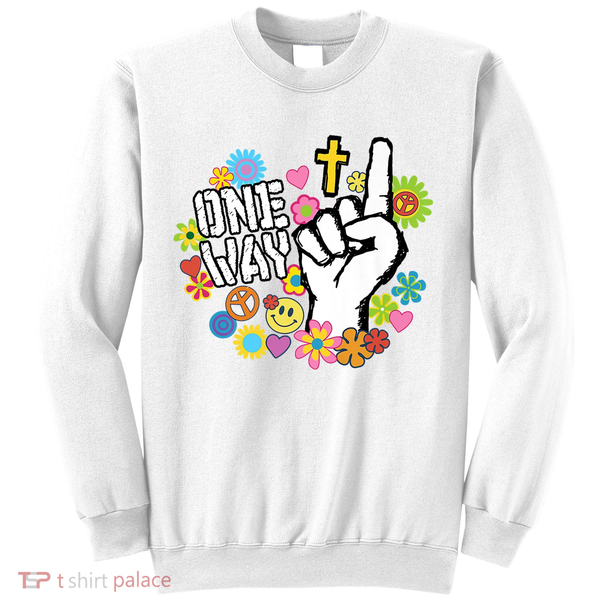 One Way Jesus People Christian Revolution Finger Up Retro Sweatshirt
