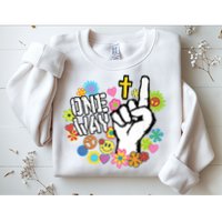 One Way Jesus People Christian Revolution Finger Up Retro Sweatshirt