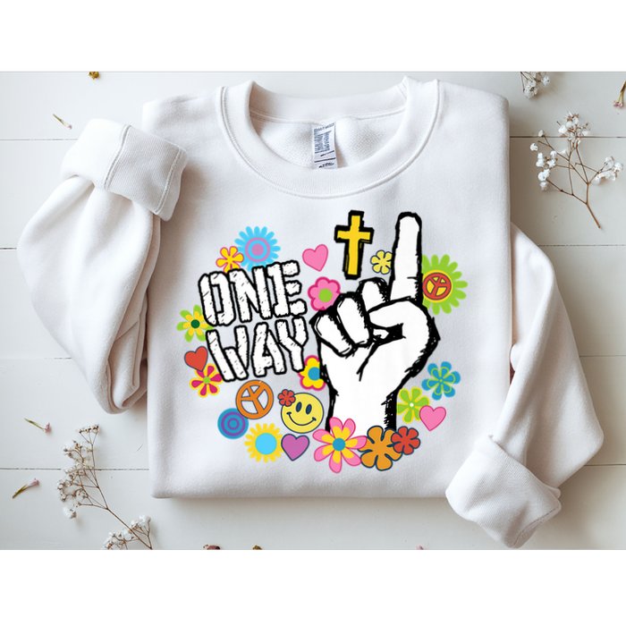 One Way Jesus People Christian Revolution Finger Up Retro Sweatshirt