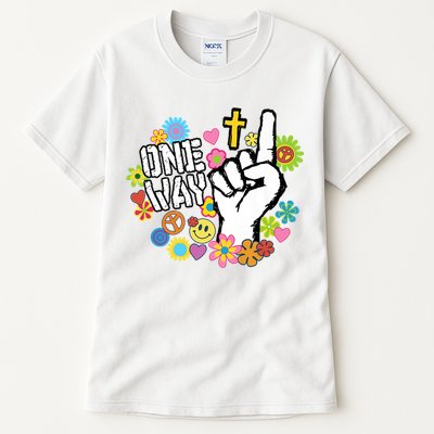One Way Jesus People Christian Revolution Finger Up Retro Tall T-Shirt