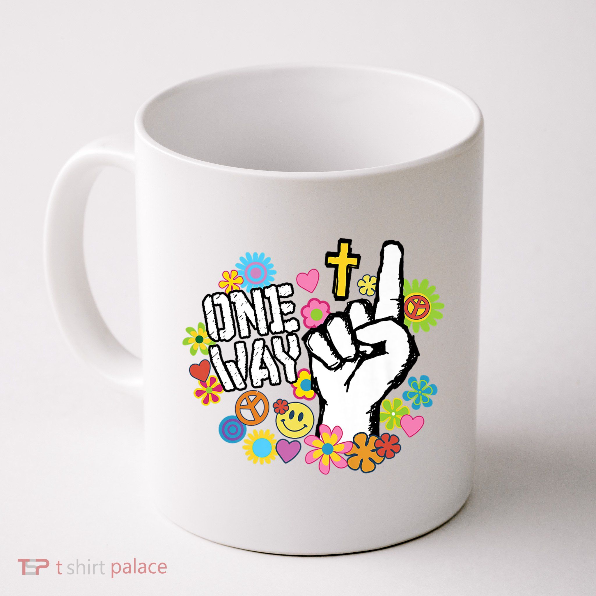 One Way Jesus People Christian Revolution Finger Up Retro Mug