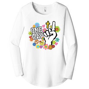 One Way Jesus People Christian Revolution Finger Up Retro Women's Perfect Tri Tunic Long Sleeve Shirt