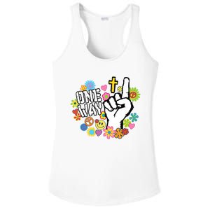 One Way Jesus People Christian Revolution Finger Up Retro Ladies PosiCharge Competitor Racerback Tank