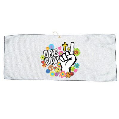 One Way Jesus People Christian Revolution Finger Up Retro Large Microfiber Waffle Golf Towel
