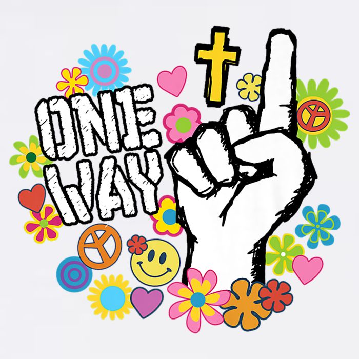 One Way Jesus People Christian Revolution Finger Up Retro Cooling Performance Long Sleeve Crew