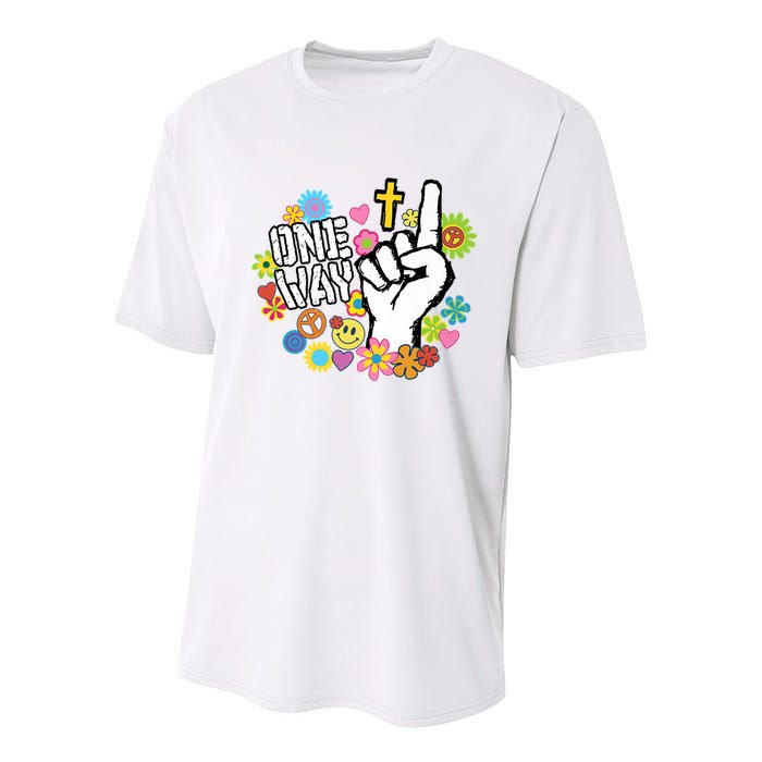 One Way Jesus People Christian Revolution Finger Up Retro Youth Performance Sprint T-Shirt