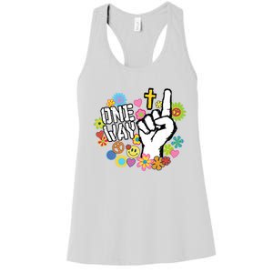 One Way Jesus People Christian Revolution Finger Up Retro Women's Racerback Tank