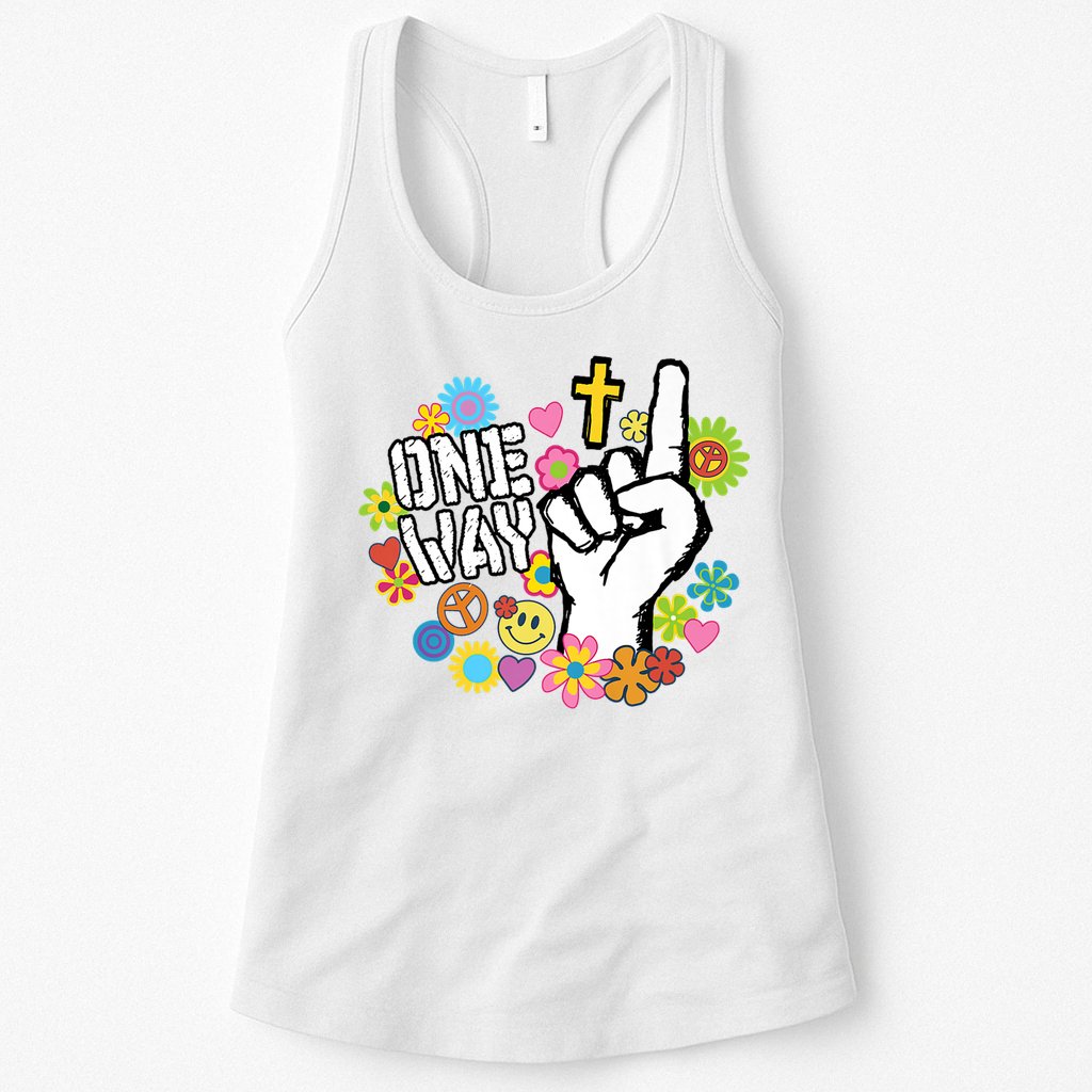 One Way Jesus People Christian Revolution Finger Up Retro Womens Tank Top