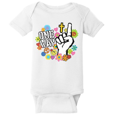 One Way Jesus People Christian Revolution Finger Up Retro Baby Bodysuit