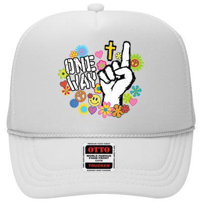 One Way Jesus People Christian Revolution Finger Up Retro Trucker Hat