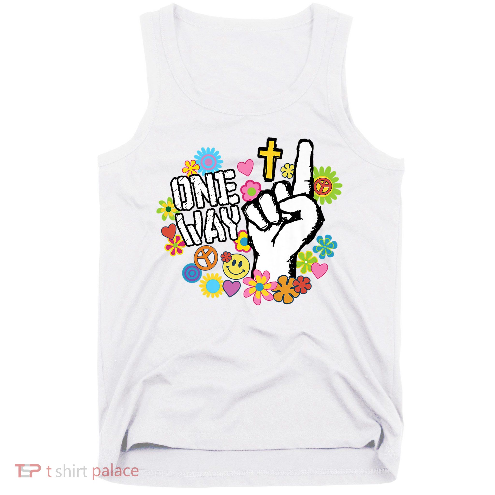 One Way Jesus People Christian Revolution Finger Up Retro Tank Top