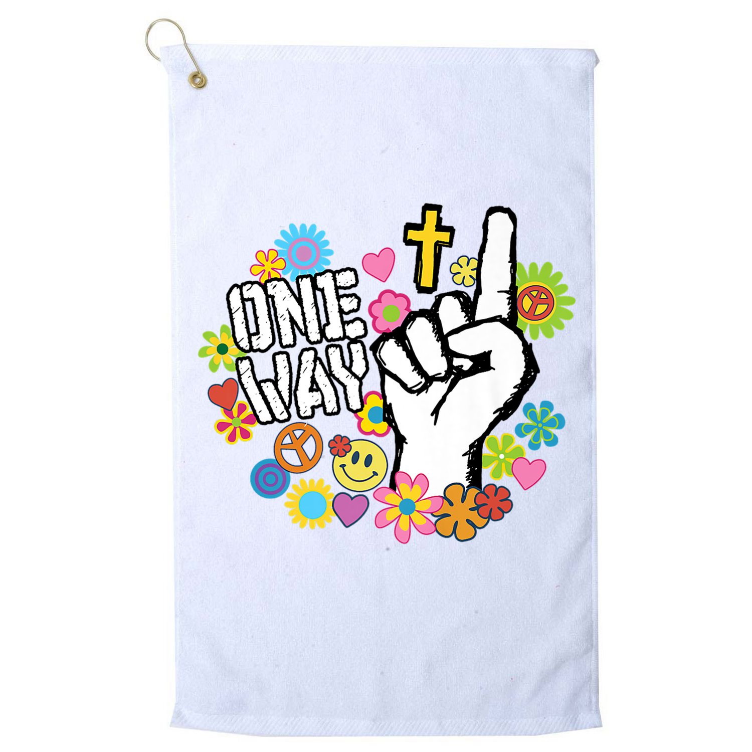 One Way Jesus People Christian Revolution Finger Up Retro Golf Towel