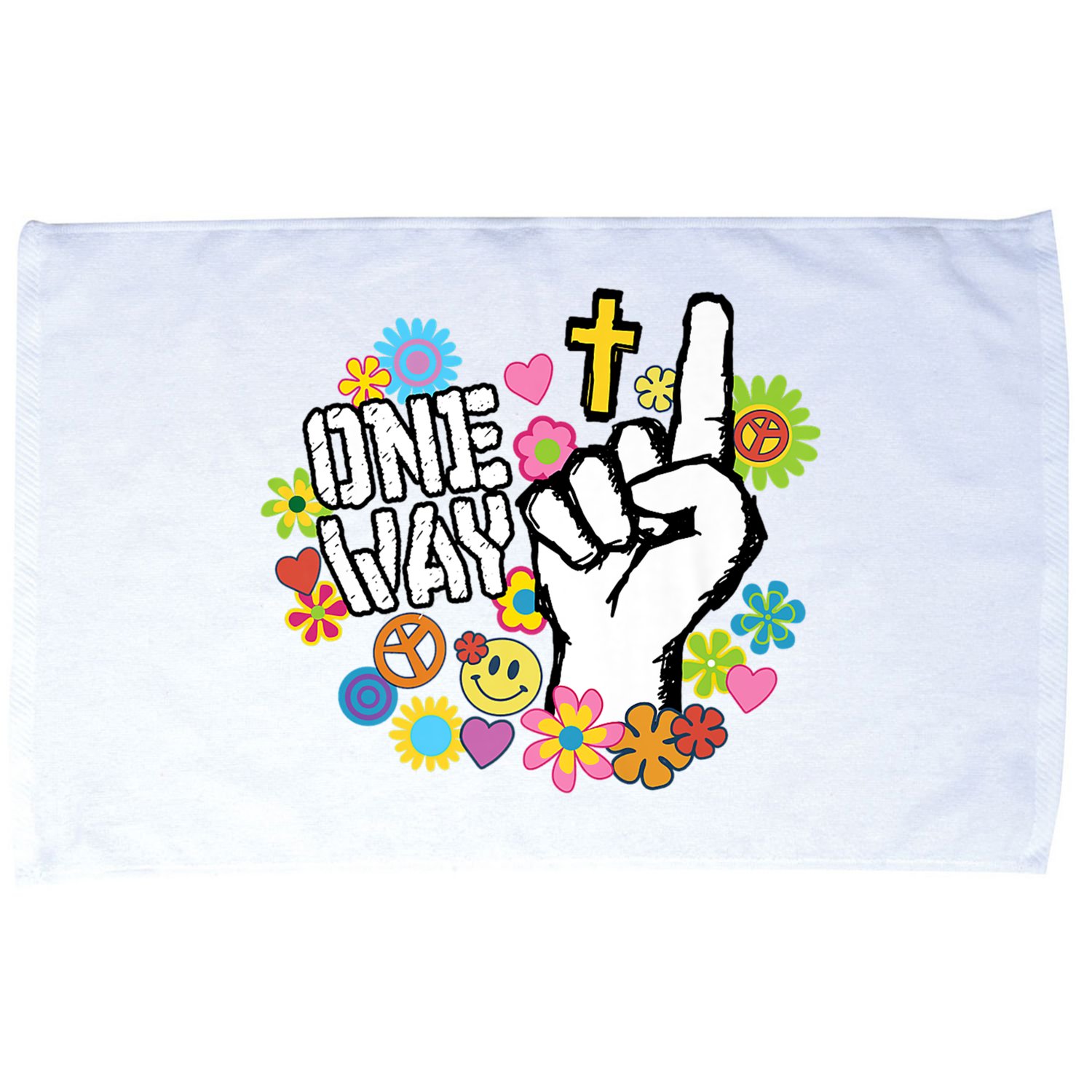 One Way Jesus People Christian Revolution Finger Up Retro Microfiber Hand Towel