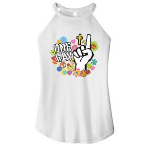 One Way Jesus People Christian Revolution Finger Up Retro Women's Perfect Tri Rocker Tank