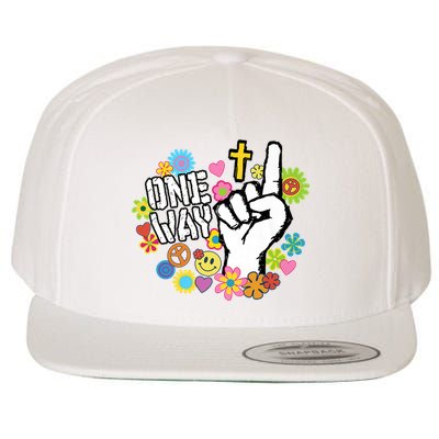 One Way Jesus People Christian Revolution Finger Up Retro Wool Snapback Cap