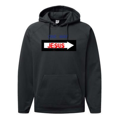 One Way - Jesus - Cross nerd christian faith - Jesus4m3 Performance Fleece Hoodie