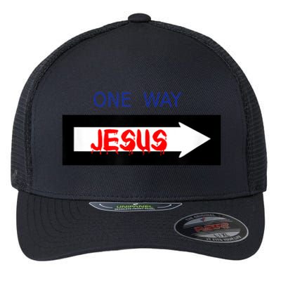 One Way - Jesus - Cross nerd christian faith - Jesus4m3 Flexfit Unipanel Trucker Cap