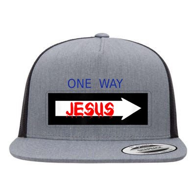 One Way - Jesus - Cross nerd christian faith - Jesus4m3 Flat Bill Trucker Hat