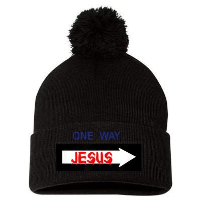 One Way - Jesus - Cross nerd christian faith - Jesus4m3 Pom Pom 12in Knit Beanie