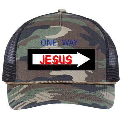 One Way - Jesus - Cross nerd christian faith - Jesus4m3 Retro Rope Trucker Hat Cap