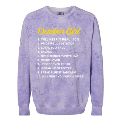 October Will Keep It Real 100% Libra Scorpio Birthday Great Gift Colorblast Crewneck Sweatshirt