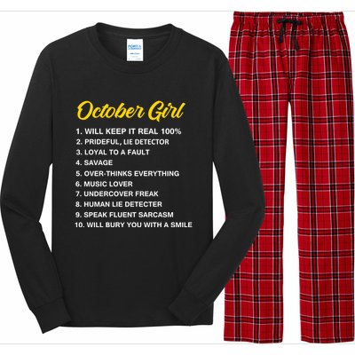 October Will Keep It Real 100% Libra Scorpio Birthday Great Gift Long Sleeve Pajama Set