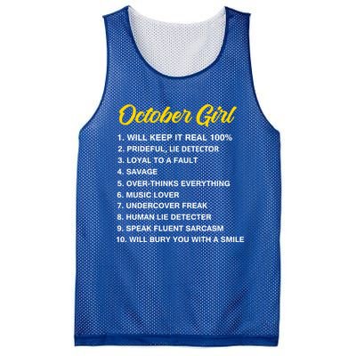 October Will Keep It Real 100% Libra Scorpio Birthday Great Gift Mesh Reversible Basketball Jersey Tank