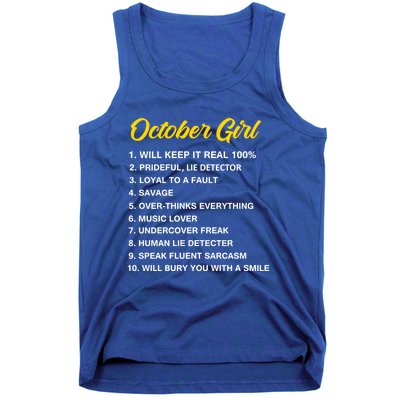 October Will Keep It Real 100% Libra Scorpio Birthday Great Gift Tank Top