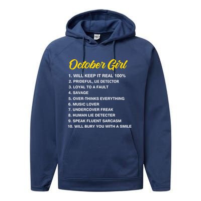 October Will Keep It Real 100% Libra Scorpio Birthday Great Gift Performance Fleece Hoodie