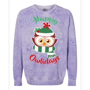 Owl Christmas Happy Owlidays Colorblast Crewneck Sweatshirt