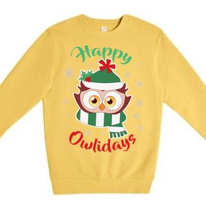 Owl Christmas Happy Owlidays Premium Crewneck Sweatshirt