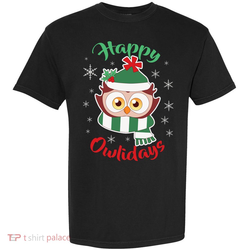 Owl Christmas Happy Owlidays Garment-Dyed Heavyweight T-Shirt