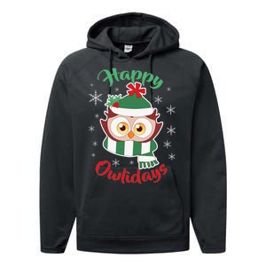 Owl Christmas Happy Owlidays Performance Fleece Hoodie