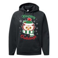 Owl Christmas Happy Owlidays Performance Fleece Hoodie