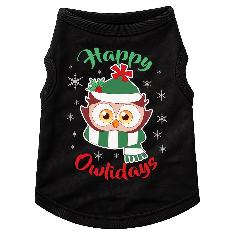Owl Christmas Happy Owlidays Doggie Tank