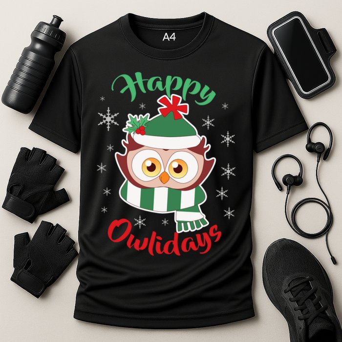 Owl Christmas Happy Owlidays Cooling Performance Crew T-Shirt