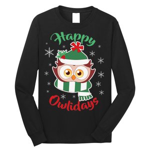 Owl Christmas Happy Owlidays Long Sleeve Shirt