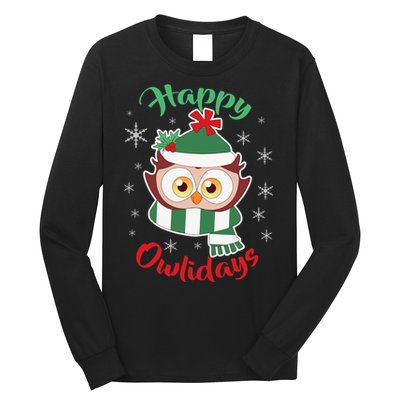 Owl Christmas Happy Owlidays Long Sleeve Shirt